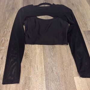 Old Navy Black Long Sleeve Cut Out Bodysuit